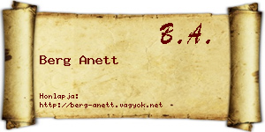 Berg Anett névjegykártya